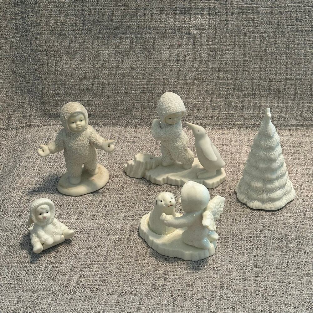 Department 56 Snowbabies & Winter Figurines Lot of 5 Penguin Angel Seal Tree